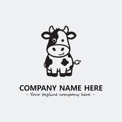 Cow illustration black and white for logo company vector image
