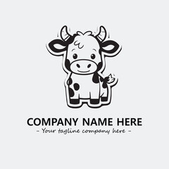 Cow illustration black and white for logo company vector image
