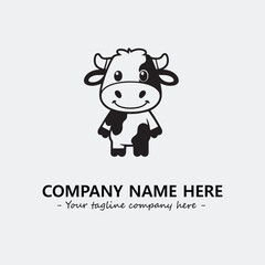 Cow illustration black and white for logo company vector image
