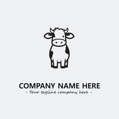 Cow illustration black and white for logo company vector image
