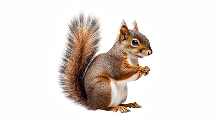 Obraz premium a red squirrel with a nut on a transparent background, PNG image, PNG file, Generative art.