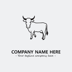 Cow illustration black and white for logo company vector image
