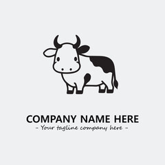 Cow illustration black and white for logo company vector image
