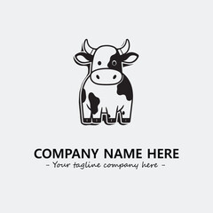 Cow illustration black and white for logo company vector image
