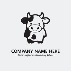 Cow illustration black and white for logo company vector image
