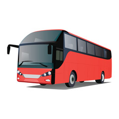 City bus template Passenger transport side view with line art
