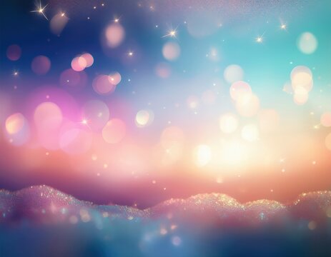 Sparkling dreamlike abstract background with bokeh and pastel colors