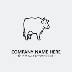 Cow illustration black and white for logo company vector image
