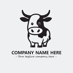 Cow illustration black and white for logo company vector image
