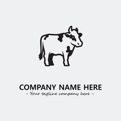 Cow illustration black and white for logo company vector image
