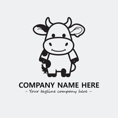 Cow illustration black and white for logo company vector image
