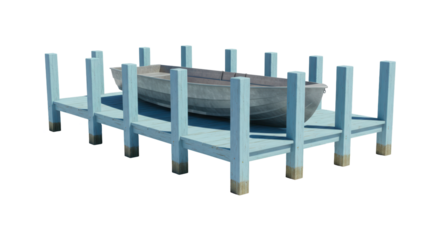 Isolated wooden dock and boat platform