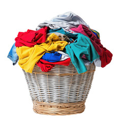 Laundry basket full up on transparent background.