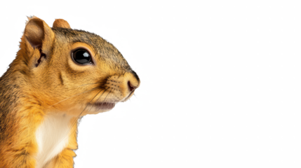 a squirrel looking up at something white background on a transparent background, PNG image, PNG file, Generative art.