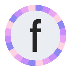 Obraz premium Modern Monogram lowercase Letter f in Black with Soft Pastel Pink and Blue Circular Frame on Light Gray