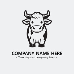 Cow illustration black and white for logo company vector image
