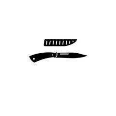 Army Military Knife, Hunting Blade Holster Solid Flat Vector Icon Isolated on White Background.