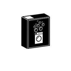 Washing Powder Box, Sealed Detergent Pack Solid Flat Vector Icon Isolated on White Background.