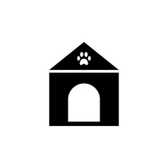 Doghouse, Dog Kennel, Animal House Solid Flat Vector Icon Isolated on White Background.