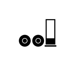 Shotgun Hunting Firearms Cartridges, Rifle Bullet Solid Flat Vector Icon Isolated on White Background.