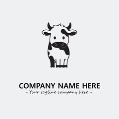 Cow illustration black and white for logo company vector image
