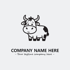 Cow illustration black and white for logo company vector image
