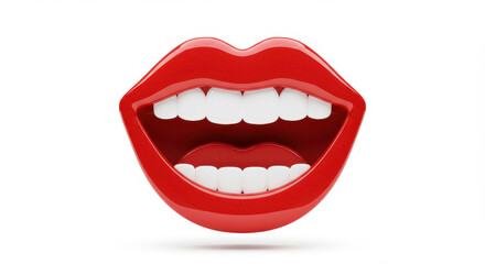 Naklejka premium Bright red smiling lips with white teeth in a playful and vibrant style 