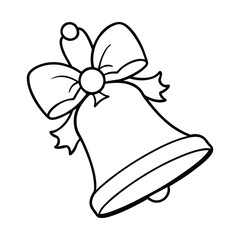 Christmas Bell Decoration Outline Drawing Illustrating Festive Holiday Themes