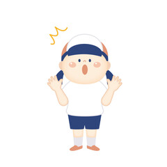 驚く体操着の女の子のイラスト　全身
