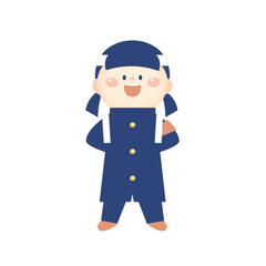 応援団の学ランを着た女の子のイラスト　全身