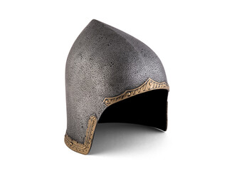 Medieval knight helmet isolated on white background with clipping path