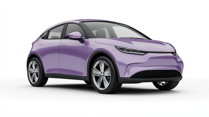 Fototapeta premium A compact Lilac electric car mockup with a modern and clean design, viewed at a front-side angle