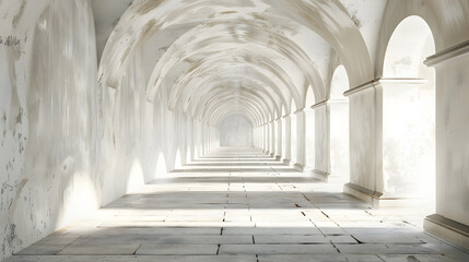 Obraz premium Eerie Crypt Hallway in Isolated White Background for Design Projects