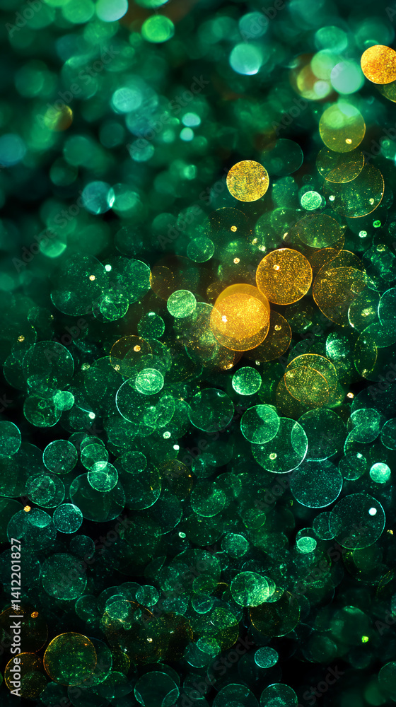 Aufkleber abstract image of green and gold bokeh circles, creating a sparkling, luminous effect, showcasing a 