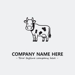Cow illustration black and white for logo company vector image
