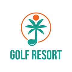 golf resort flat minimalist logo design
