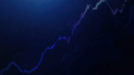 Abstract financial chart showing upward trend. A rising blue and green graph on a dark blue background