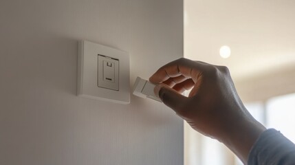 Electrician installing new light switches in a home. Featuring electrical installation and safety protocols