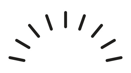 Minimal Sunburst Arc Icon – Black Radiating Lines in Semi-Circle Shape

