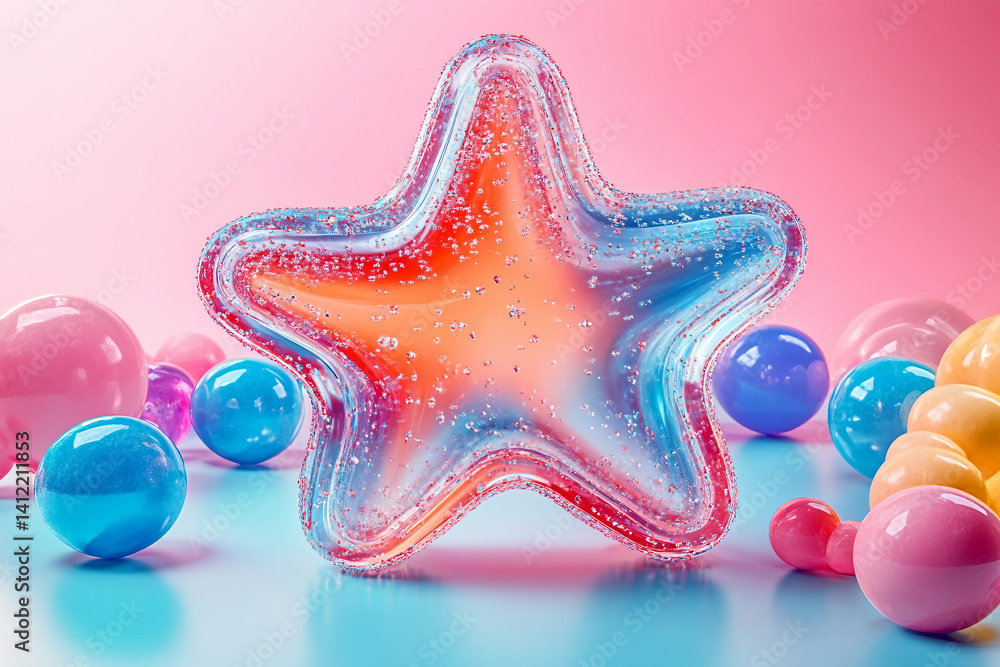 Aufkleber abstract curved elements, 3d render made generative ai
