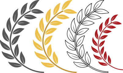 Obraz premium Minimalist Laurel Wreaths Design in Grey, Yellow, and Red – Elegant Award and Celebration Motif