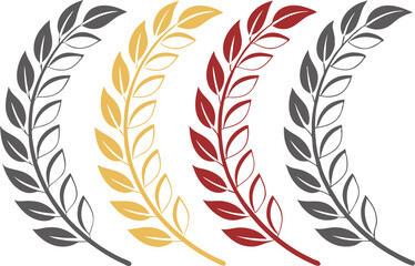 Obraz premium Minimalist Laurel Wreaths Design in Grey, Yellow, and Red – Elegant Award and Celebration Motif