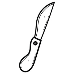 Hand drawn doodle kitchen knife on white background.