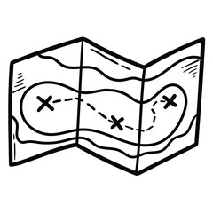 Hand drawn doodle tourist map on a white background.