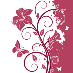 Whimsical Butterfly & Floral Illustration 