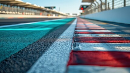 Obraz premium A detailed view of trackside signage at a racing venue, showcasing vibrant colors and sponsor branding. The image captures the atmosphere of motorsport action.