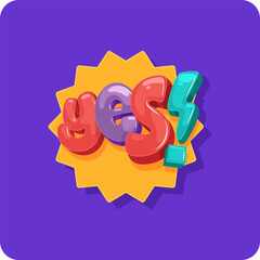 Yes cartoon inscription cartoon design element