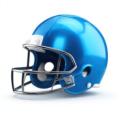 Fototapeta premium Blue football helmet close up shot on white background