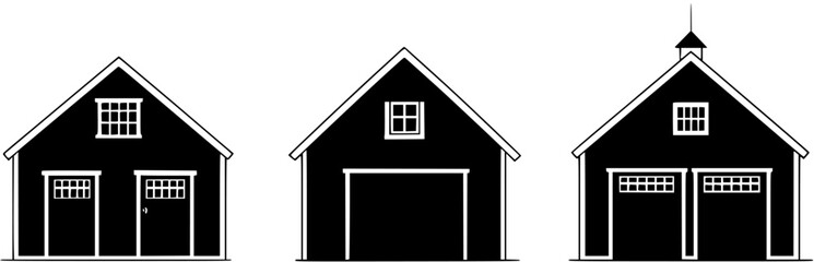 3 Pieces of Cape Cod style Houses designs, Cape Cod style Houses vector illustration