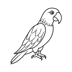 Black and White Illustration of a Parrot with Cartoon Features